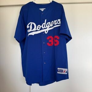 Majestic Blue Dodgers Jersey with Red Accents